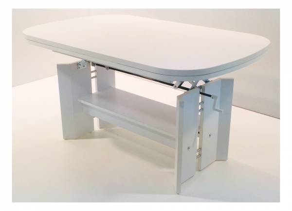 Preview: Couchtisch Jupiter | Dekor Weiß | ausziehbar + höhenverstellbar | B/T/H 107-156 x 67 x 52-62 cm